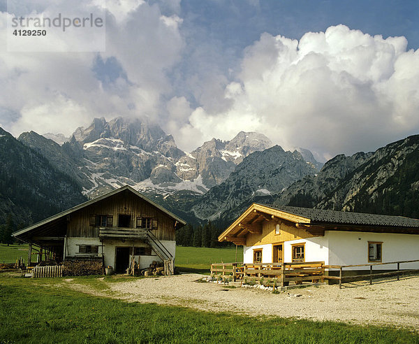Rhontal  Rhontaler Alm im Sommer  Östliche Karwendelspitze  Vogelkarspitze  Karwendel  Tirol  Österreich