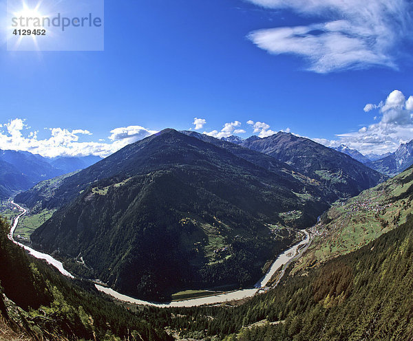 Am Gachenblick  Gacher Blick  mitte Matekopf  rechts Fliess mit Hochgallmig  Inn  Oberinntal  Tirol  Österreich