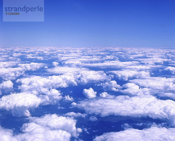 Cumulus  Haufenwolken  blauer Himmel  Blick aus dem Flugzeug