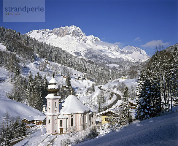 Wallfahrtskirche Maria Gern im Winter  Berchtesgadener Land  Oberbayern  Bayern  Deutschland