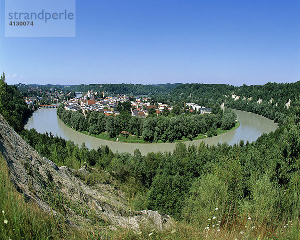 Wasserburg am Inn  Innschleife  Panorama  LK Rosenheim  Oberbayern  Bayern  Deutschland