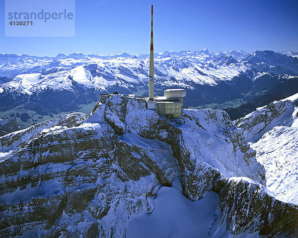 Luftbild  Säntis  Sendeturm  Appenzeller Alpen  Appenzell  Schweiz