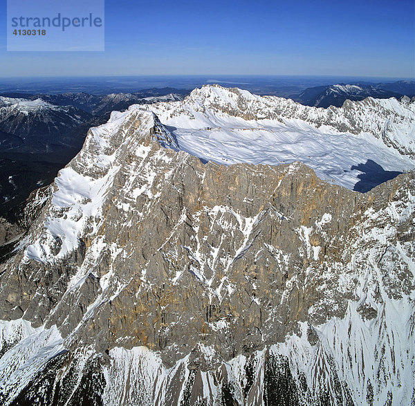 Zugspitze  Zugspitzplatt  Schneefernerwand  Wettersteingebirge  Oberbayern  Bayern  Deutschland  Luftbild