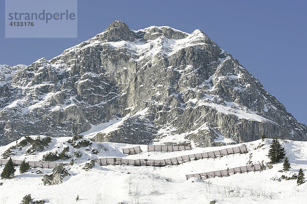 Lawinenschutz am Berg in Zuers  Arlberg  Oesterreich