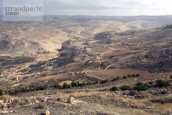 Blick vom Berg Nebo Richtung Norden  Jordanien  Naher Osten  Asien