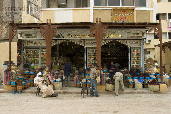 Typisches Geschäft an der Sharia as-Souq  Basar  Aswan oder Assuan  Niltal  Ägypten  Afrika