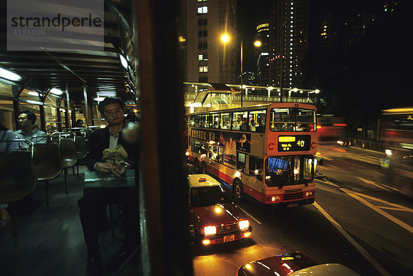 Straßenbahn in Central  Hongkong  Hong Kong Island  China