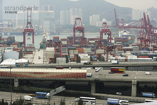 Containerhafen  internationaler Terminal  Lai Chi Kok  Hongkong  China