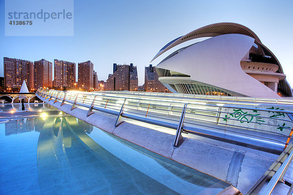 ESP  Spanien  Valencia: Ciudad de las Artes Y de las Ciencias  Stadt der Künste und der Wissenschaft  gebaut von dem spanischen Architekten Santiago Calatrava. Palau de les Arts Reina Sofia.