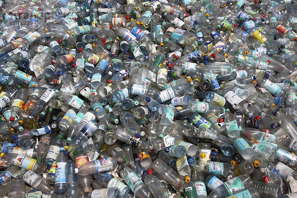 Recycling von Kunststoffen  PET Flaschen und Plastikabfälle  werden geschreddert und gepresst  Essen  Nordrhein-Westfalen  Deutschland  Europa