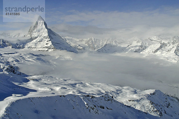 Skigebiet Zermatt  Matterhorn  Wallis  Schweiz
