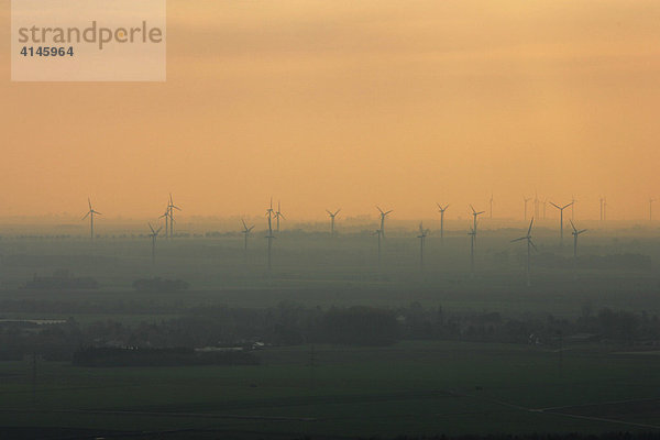 DEU  Deutschland: Windkraftanlagen im Abendlicht bei Grevenbroich.