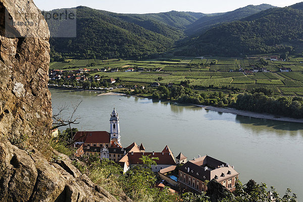 Blick auf Dürnstein und Donau  Wachau  Niederösterreich  Österreich