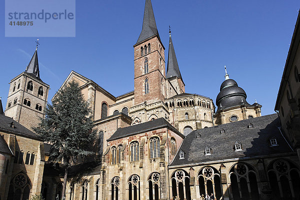 Blick vom gotischen Kreuzgang auf den Dom  Trier  Rheinland-Pfalz  Deutschland