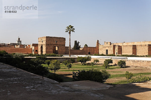 Palais el-Badi  Ruinen und Orangenhain  Marrakesch  Marokko  Afrika