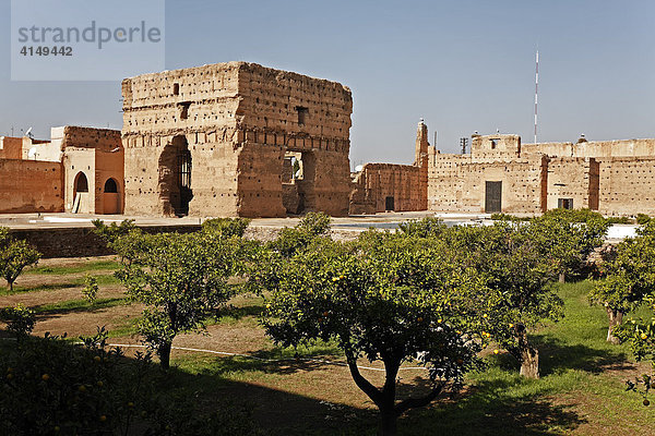 Ruinen einer gigantischen Halle  Innenhof Palais el-Badi  Marrakesch  Marokko  Afrika