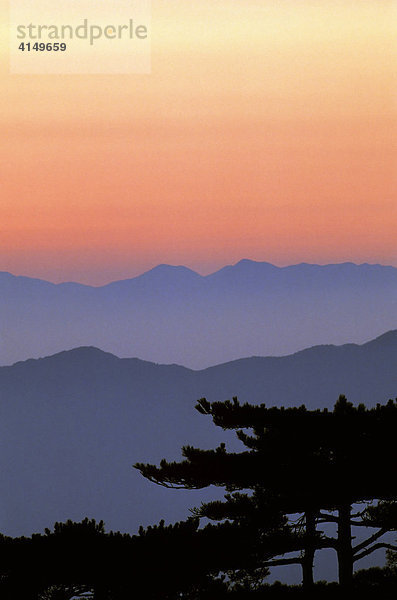 Sonnenaufgang am Beginning-to-Believe Peak  Huangshan  Anhui  China  Asien