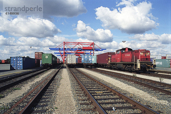 Güterzüge im Hamburger Hafen  Hamburg  Deutschland