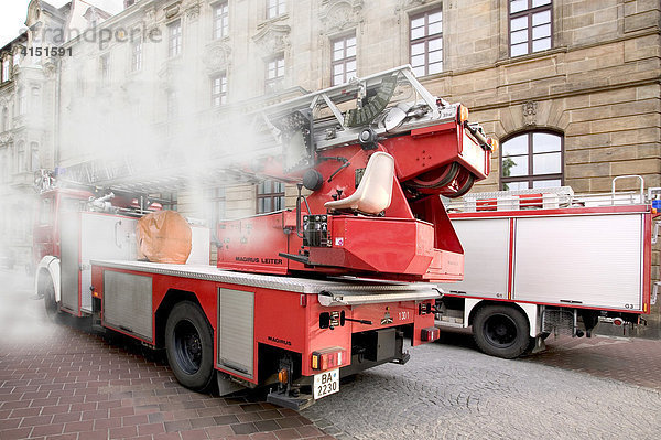 Feuerwehrtautos im Einsatz in Bamberg  Franken  Oberfranken  Bayern  Deutschland