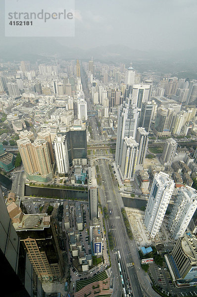 Blick vom Diwang-Gebäude  Shun Hing Platz  Shenzhen  China