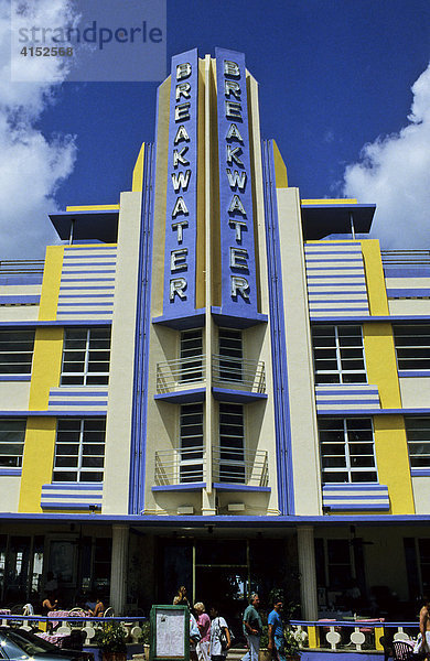 Fassade eines Hotels im Art Deco Viertel von Miami Beach  Florida  USA
