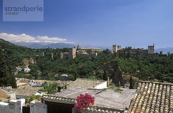 Alhambra  Blick von Mirador San Nicolas  Granada  Andalusien  Spanien