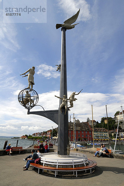 Magische Säule von Bildhauer Peter Lenk - Meersburg  Baden-Württemberg  Deutschland  Europa.