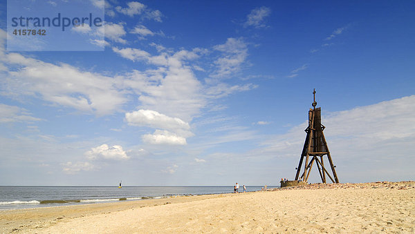 Cuxhaven-Duhnen  das Wahrzeichen der Stadt  die Kugelbake an der Nordseeküste - Niedersachsen  Deutschland  Europa.