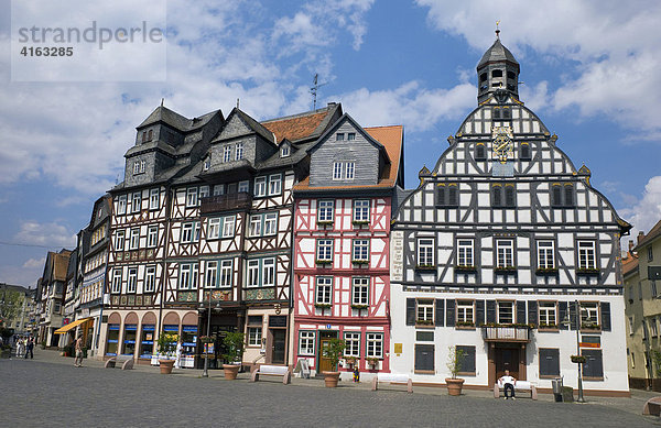 Rathaus  erbaut 1559  Fachwerkhäuser  Butzbach  Hessen  Deutschland  Europa
