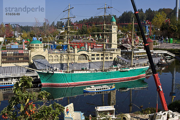Modell Hamburger Hafen  Legoland  Günzburg  Bayern  Deutschland