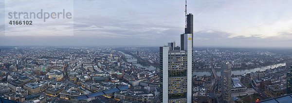 Panorama Innenstadt von Frankfurt  Commerzbank Frankfurt  Hessen  Deutschland