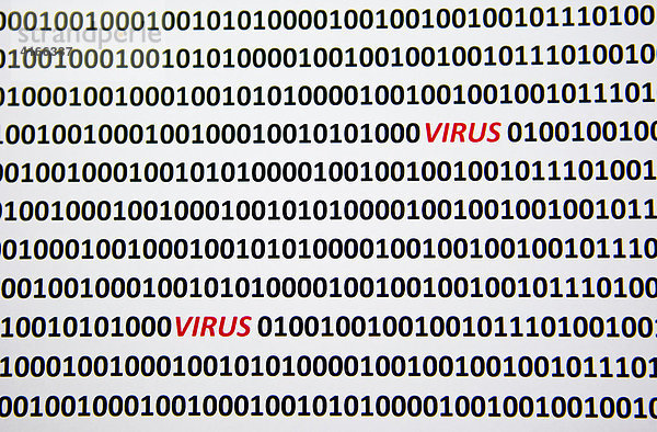 Computervirus / Virus in der Bitcodierung in einem Datenstrom von einem Computer