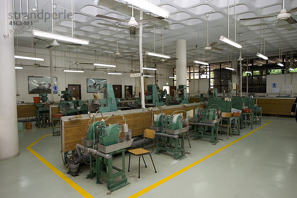 Fabrik mit Maschinen zur Herstellung von Jade-Figuren und Jade-Schmuck der Singapore GEMS + Metals Co. PTE Ltd.  Singapur  Südostasien