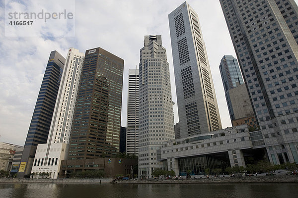 Financial District von Singapur am Singapur River  Singapur  Stadtstaat  Republik Singapur  Südostasien
