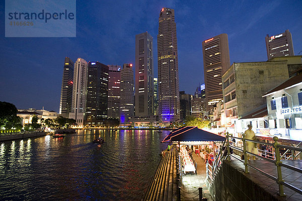 Financial District und Boat Quay am Singapur River  Singapur  Stadtstaat  Republik Singapur  Südostasien