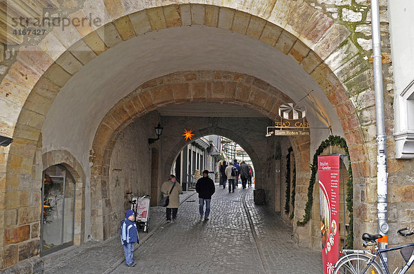 Eingang zur Krämerbrücke  Erfurt  Thüringen  Deutschland  Europa