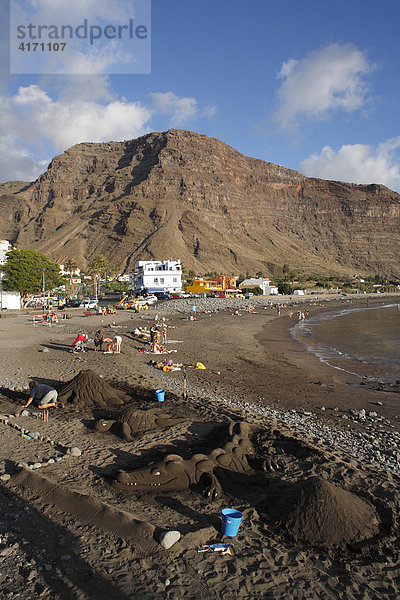 Sandkunst in La Playa  Valle Gran Rey  La Gomera  Kanaren  Spanien