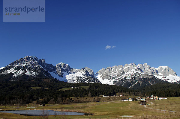 Panorama Wilder Kaiser bei Going  Tirol  Österreich  Europa