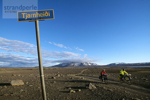 Radfahrer  Kjölur Route  Tjarnheidi  Hveravellir  Island