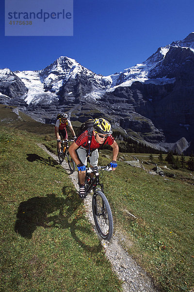 Mountainbiker  Jungfrau  Kleine Scheidegg  Grindelwald  Berner Oberland  Schweiz