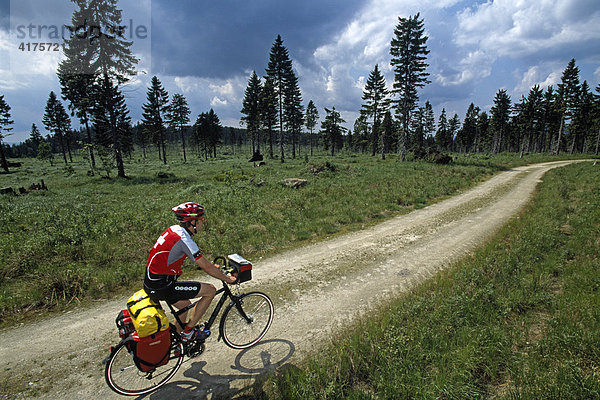 Radfahrer  Nationalpark Bayerischer Wald  Bayern  Deutschland