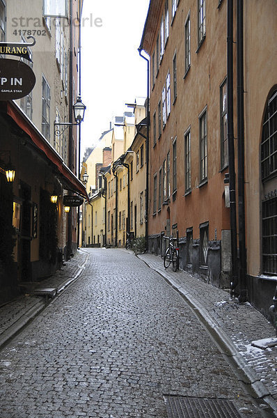 Kleine Quergasse zur Vasterlanggatan  Gamla Stan  Stockholm  Schweden  Skandinavien