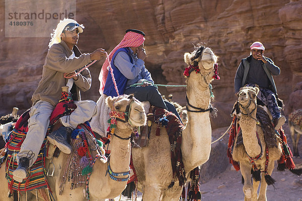 Beduinen mit Kamelen  Petra  Jordanien  Naher Osten