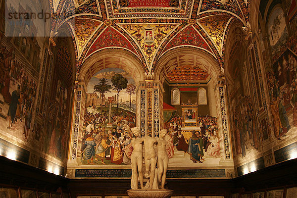 Pinturicchios berühmte Fresken  Libreria Piccolomini  Dom von Siena  Toskana  Italien  Europa