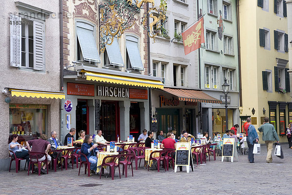 Restaurants am Hirschenplatz  Altstadt  Luzern  Schweiz  Europa