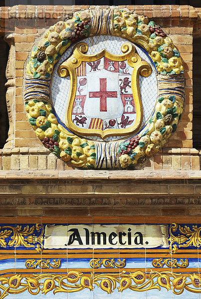 Wappen von Almeria am Palacio de Espana  Sevilla  Andalusien  Spanien