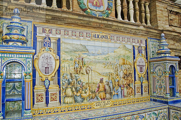 Kunstvolle Keramik  Palacio de Espana  Sevilla  Andalusien  Spanien