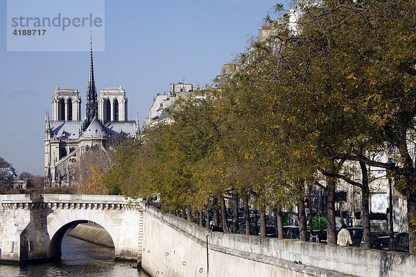 Blick auf Seine und Kirche Notre-Dame  Paris  Frankreich