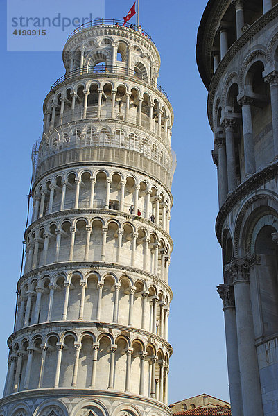 Schiefer Turm und Chor der Kathedrale Pisa Toskana Italien