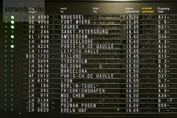 Anzeigetafel  Anzeigesystem im Flughafen mit verschiedenen Flugzielen